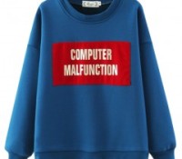 Fleece Sweatshirt with Computer Malfunction Print – Chicnova – Women’s Clothes – Tops & Shirts – Long Sleeve Shirts, Women’s Clothes – Sweatshirts & Hoodies – ,