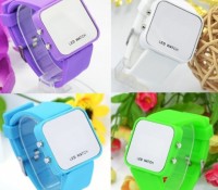 Faceless Mirror Watch Men Lady Sport Digital Date Wrist Watch LED Silicone – Cndirect –