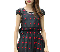 Jollychic Cute Polka Dot Short Sleeves Aline Mini Dress – Women’s Clothes – Dresses – ,