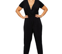 Jollychic Deep V-Neck Plus Size 2XL-6XL Black Jumpsuits – Women’s Clothes – Jumpsuits – ,