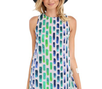 Jollychic Sleeveless Crew Neckline Print Mini Dress – Women’s Clothes – Dresses – ,