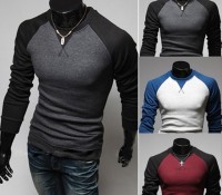 New Men Autumn Casual Slim T-shirt Round Neck Long Sleeve Color Stitching T-shirt 3 Colors XL,XXL – Cndirect – Men’s Clothes – Tops & Shirts – T-Shirts,