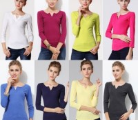 Women's V-neck Bottoming Shirt Pure Color Tops Blouse FINEJO – Cndirect – Women’s Clothes – Blouses & Tunics – , Women’s Clothes – Tops & Shirts – Long Sleeve Shirts,