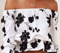 Black Floral Pattern Off-the-Shoulder Blouse – OASAP – Women’s Clothes – Blouses & Tunics – ,