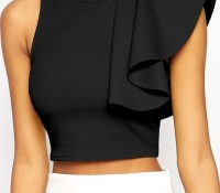 Black One-shoulder Ruffle Crop Top – OASAP – Women’s Clothes – Blouses & Tunics – ,