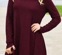 Burgundy Mock Neck Stretched Trapeze Dress – OASAP – Women’s Clothes – Dresses – ,