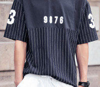 Navy Stripe and Number Print T-shirt – Choies – Men’s Clothes – Tops & Shirts – T-Shirts,