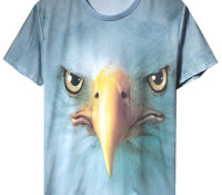 Blue 3D Eagle Print Short Sleeve T-shirt – Choies – Men’s Clothes – Tops & Shirts – T-Shirts,