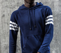 Blue Striped Sleeve Pocket Front Hooded Jumper – Choies – Men’s Clothes – Sweaters & Cardigans – Cardigans,