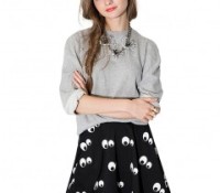 Pleated Mini Skirt with Eye Print – Chicnova – Women’s Clothes – Skirts – ,