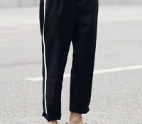 Black Side Stripe Print Straight Ankle Pants – Choies –