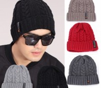 Fashion Men Cool Korean Men's Classic Winter Warm Knit Hat Outdoor Head Cap Sleeve Beanies – Cndirect – Men’s Clothes – Accessories – Hats Caps Gloves,