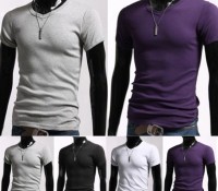 Men's Stylish Casual V-Neck Short sleeve Slim T-shirt Size S/M/L/XL – Cndirect – Men’s Clothes – Tops & Shirts – T-Shirts,