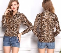 New Fashion Women Wild Leopard Print Chiffon Blouse Long-sleeve Lapel Top Shirt – Cndirect – Women’s Clothes – Blouses & Tunics – , Women’s Clothes – Tops & Shirts – Long Sleeve Shirts,