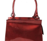 Red iridescent patent leather bag with double handles – Carnet de Mode –