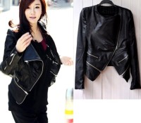 Women's Korea Fashion Synthetic Leather Zipper Slim Jacket Coat Black – Cndirect – Women’s Clothes – Jackets & Coats – Jackets, Women’s Clothes – Jackets & Coats – Coats,