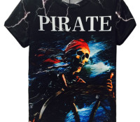 Black 3D Unisex Lightning And Skull PIRATE Print T-shirt – Choies – Men’s Clothes – Tops & Shirts – T-Shirts,