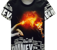 Black Hand Fire Bulb And Letter Print Short Sleeve T-shirt – Choies – Men’s Clothes – Tops & Shirts – T-Shirts,