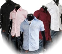 Men Casual Slim Fit Stylish Short Sleeve Pure Color Shirt 5 Color 3 Size – Cndirect –