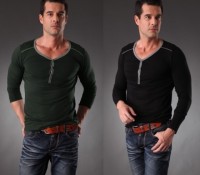Men's Long Sleeve T Shirt 3 Button T-Shirt Ribbed Top Basic Tee – Cndirect – Men’s Clothes – Tops & Shirts – T-Shirts,