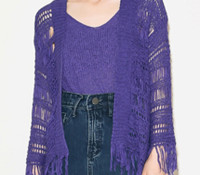 Purple Collarless Tassel Hem Knitted Cardigan And Vest – Choies – Women’s Clothes – Jackets & Coats – Vests, Women’s Clothes – Jumpers & Cardigans – Cardigans,