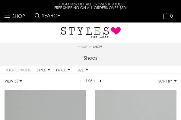 BOGO 50% on all Footwear at StylesForLess.com